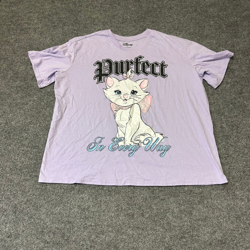 Disney T-Shirt Womens Size XL Lavender Marie Aristocats Graphic Short Sleeve Tee